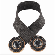 Double Round Marble Shell Buckle Woven Elastic Belt Robin Boutique