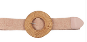 Woven Elastic Stretch Belt With Round Rattan Buckle Robin Boutique