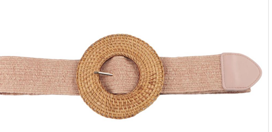 Woven Elastic Stretch Belt With Round Rattan Buckle Robin Boutique