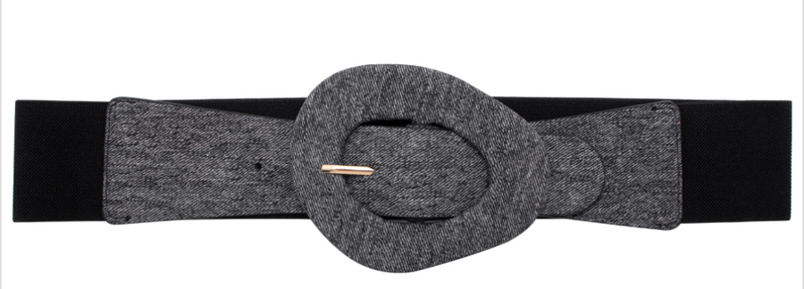 Denim Type Fabric Covered  Buckle Elastic Belt