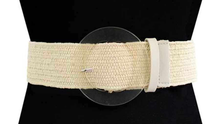 Fashion Clear Round Buckle Stretch Belt