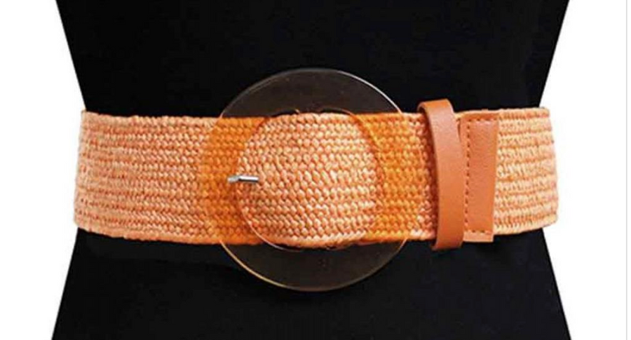 Fashion Clear Round Buckle Stretch Belt