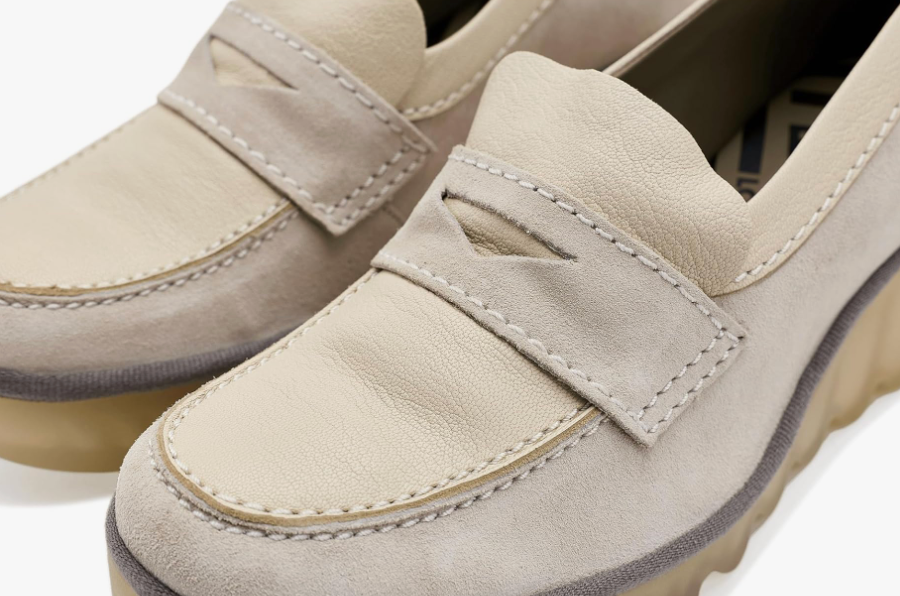 Fly London Bilz Suede Loafer Platform Shoes in Off White Robin Boutique