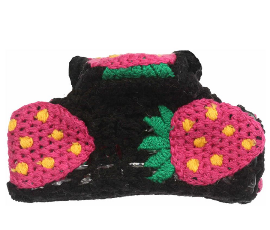 Crochet Strawberry Hair Claw Clip