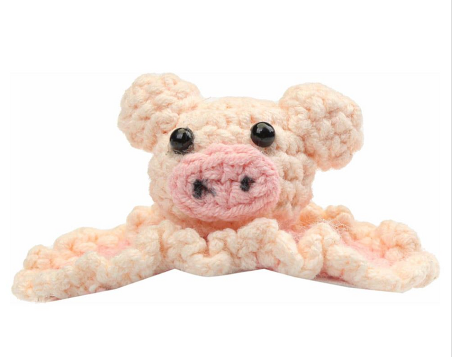Crochet Pink Pig Hair Clip