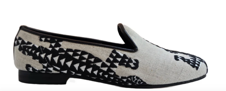 Ramon Tenza Croco Linen Flats Robin Boutique