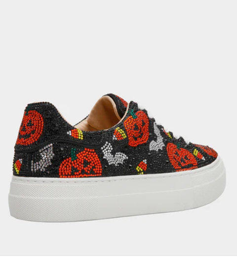 Angled back view of Betsey Johnson Sidny Haloween Sneakers Robin Boutique