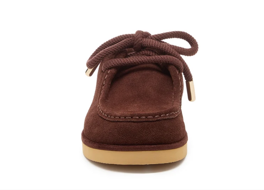 Stormy Brown Suede Mules By Kelsi Dagger Front View - Robin Boutique