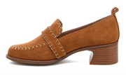 Halo Cognac Block Heel Loafer by Kelsi Dagger in Cognac side view -Robin Boutique