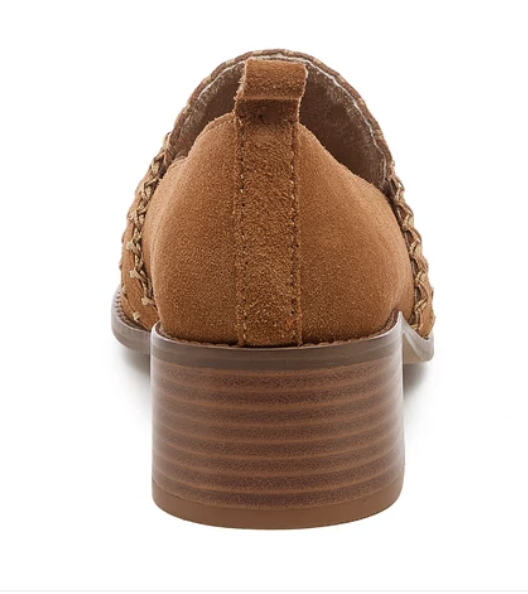 Halo Cognac Block Heel Loafer by Kelsi Dagger in Cognac back view -Robin Boutique
