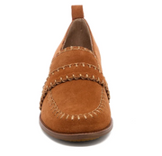 Halo Cognac Block Heel Loafer by Kelsi Dagger in Cognac front view -Robin Boutique