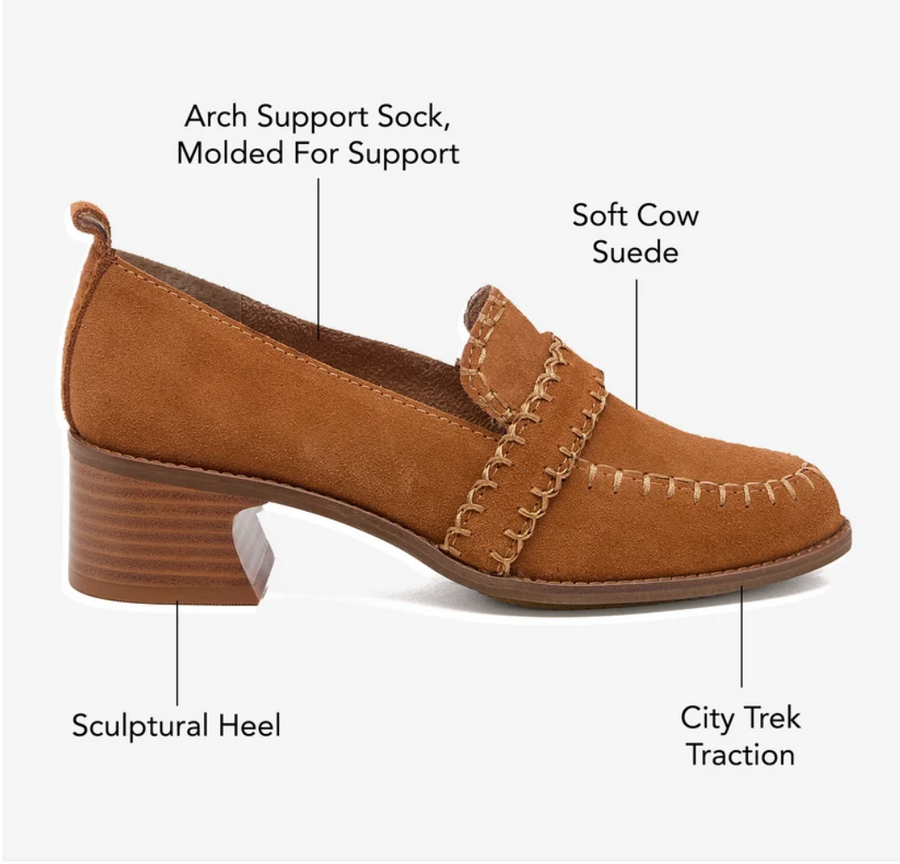 Halo Cognac Block Heel Loafer by Kelsi Dagger in Cognac side view -Robin Boutique
