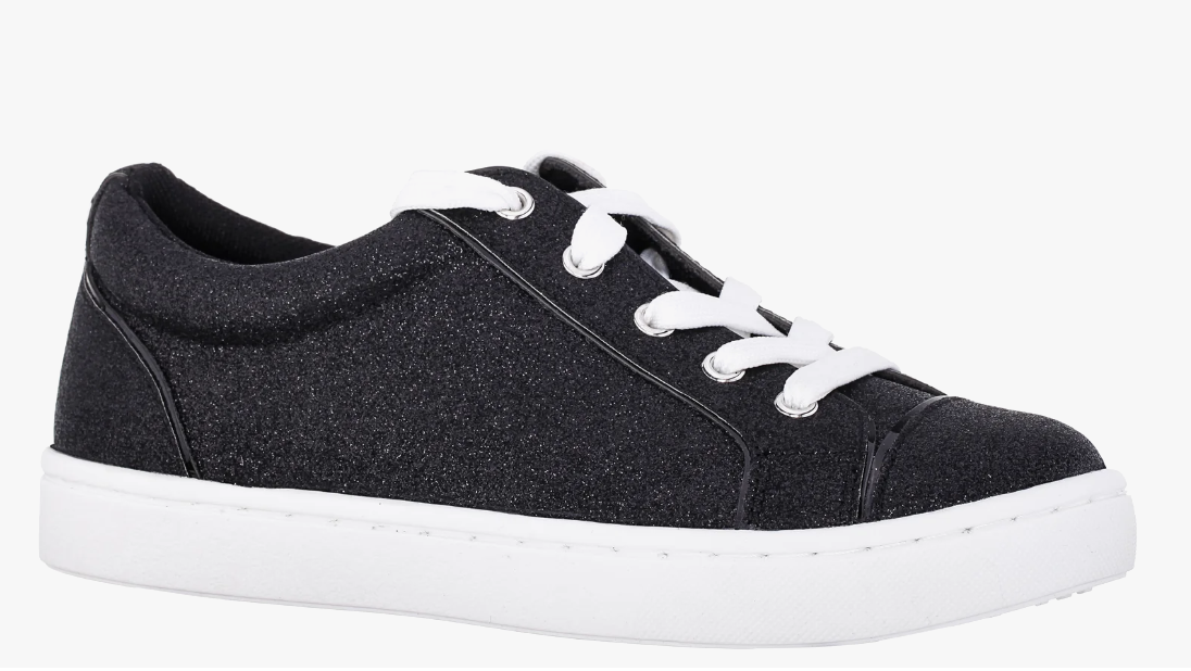 Portia Glitter Sneakers for Kids by Nina in black side view -Robin Boutique