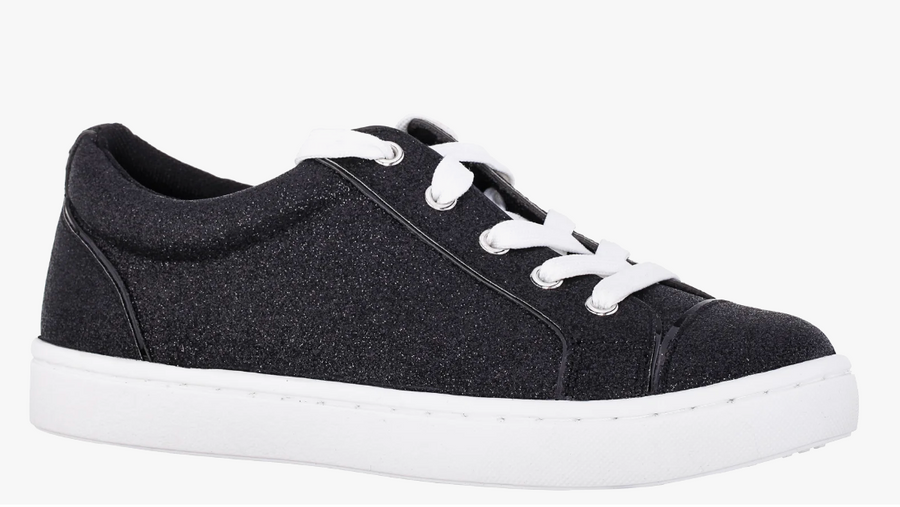 Portia Glitter Sneakers for Kids by Nina in black side view -Robin Boutique