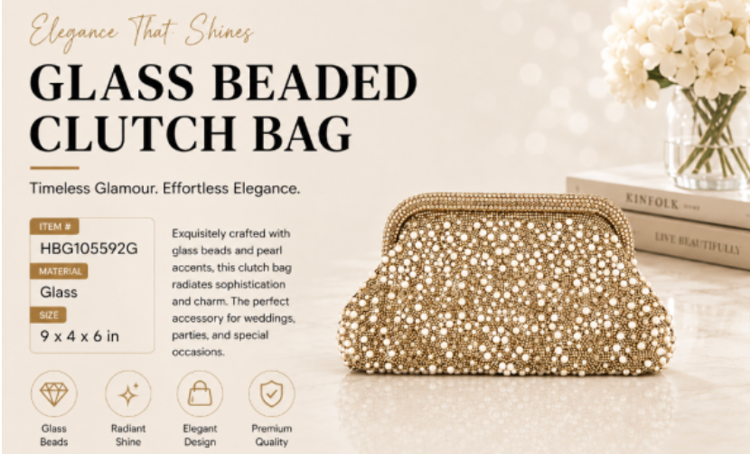 Evening Glass Beaded Clutch Handbag
