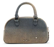 Celestial Mini Dome Denim Studded Novelty Satchel Bag back view - Robin Boutique