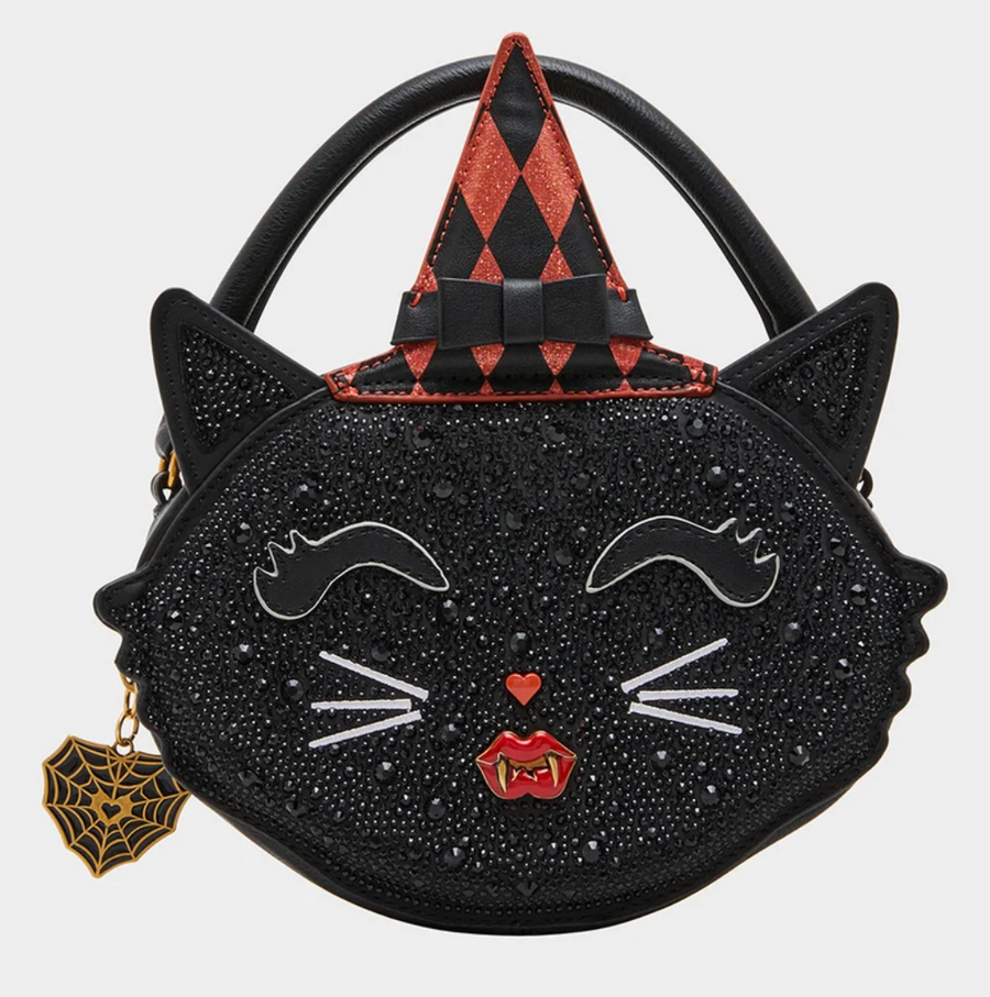 Scaredy Cat Black/Multi Handbag front view - Robin Boutique