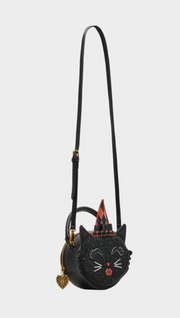 Scaredy Cat Black/Multi Handbag front view - Robin Boutique
