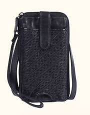 Bella Washed Leather Phone Bag - Compact Crossbody Black Color - Robin Boutique