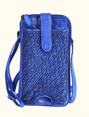 Bella Washed Leather Phone Bag - Compact Crossbody Cobalt Color - Robin Boutique