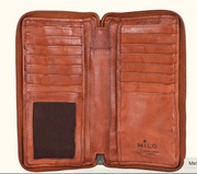 Bella Washed Leather Phone Bag - Compact Crossbody Cognac Color inside- Robin Boutique