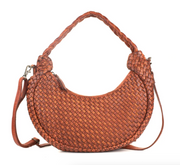 Camille Woven Leather Handbag By Milo in Cognac - Robin Boutique