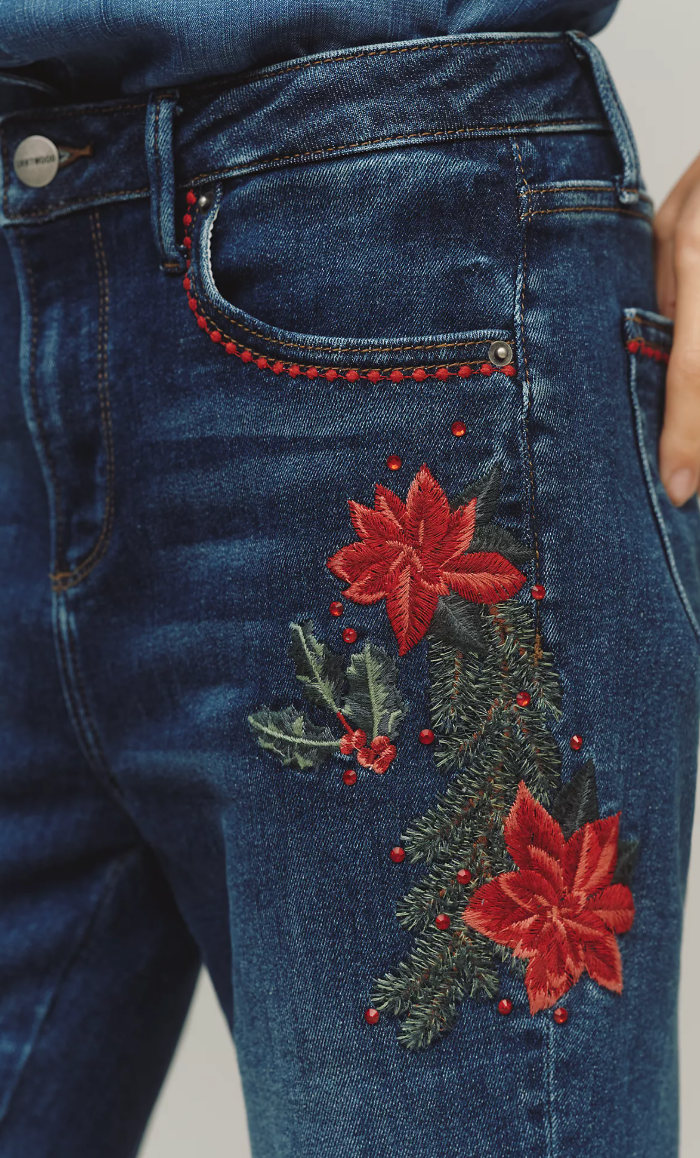 Driftwood Farrah Embroidered High-Rise Bootleg Jeans Robin Boutique