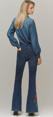 Driftwood Farrah Embroidered High-Rise Bootleg Jeans Robin Boutique