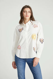 Button Down Blouse in Pocket Full of Sunshine by Driftwood Robin Boutique