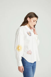 Button Down Blouse in Pocket Full of Sunshine by Driftwood Robin Boutique