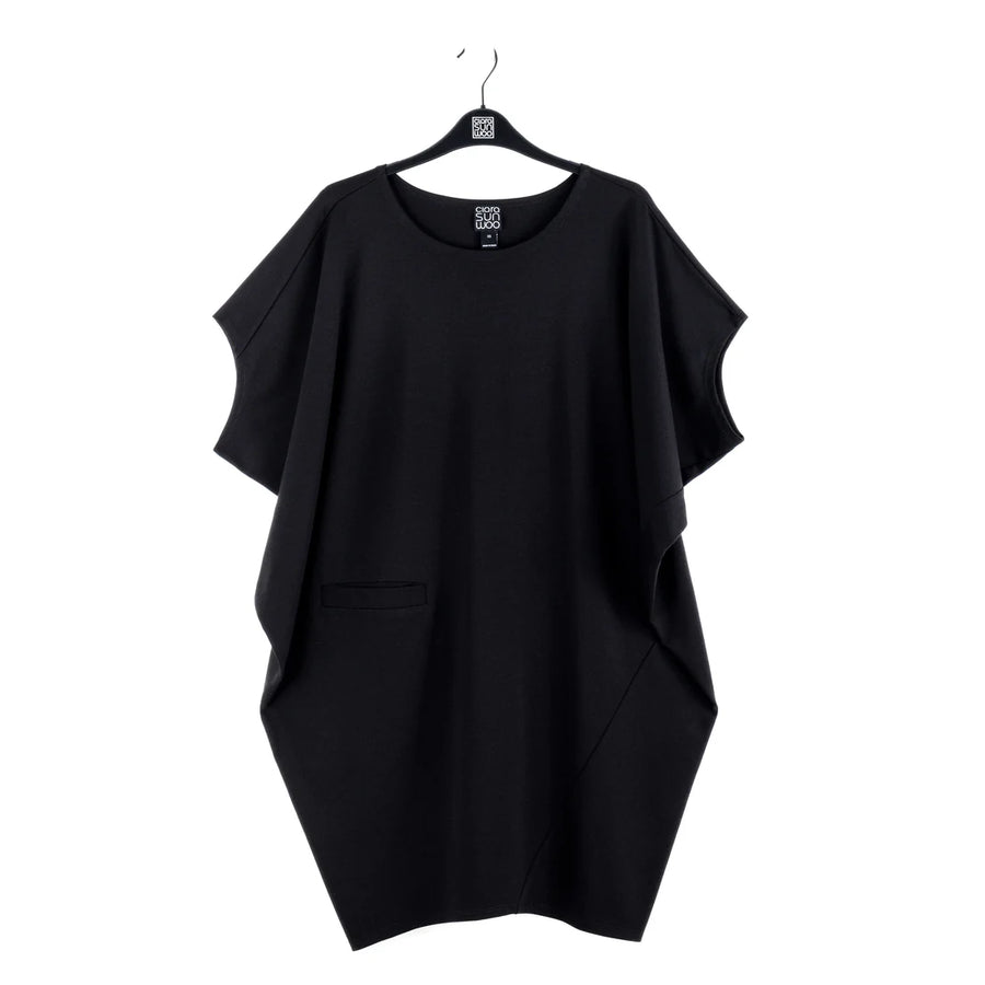Knit Architectural Tunic in Black by Clara Sun Woo