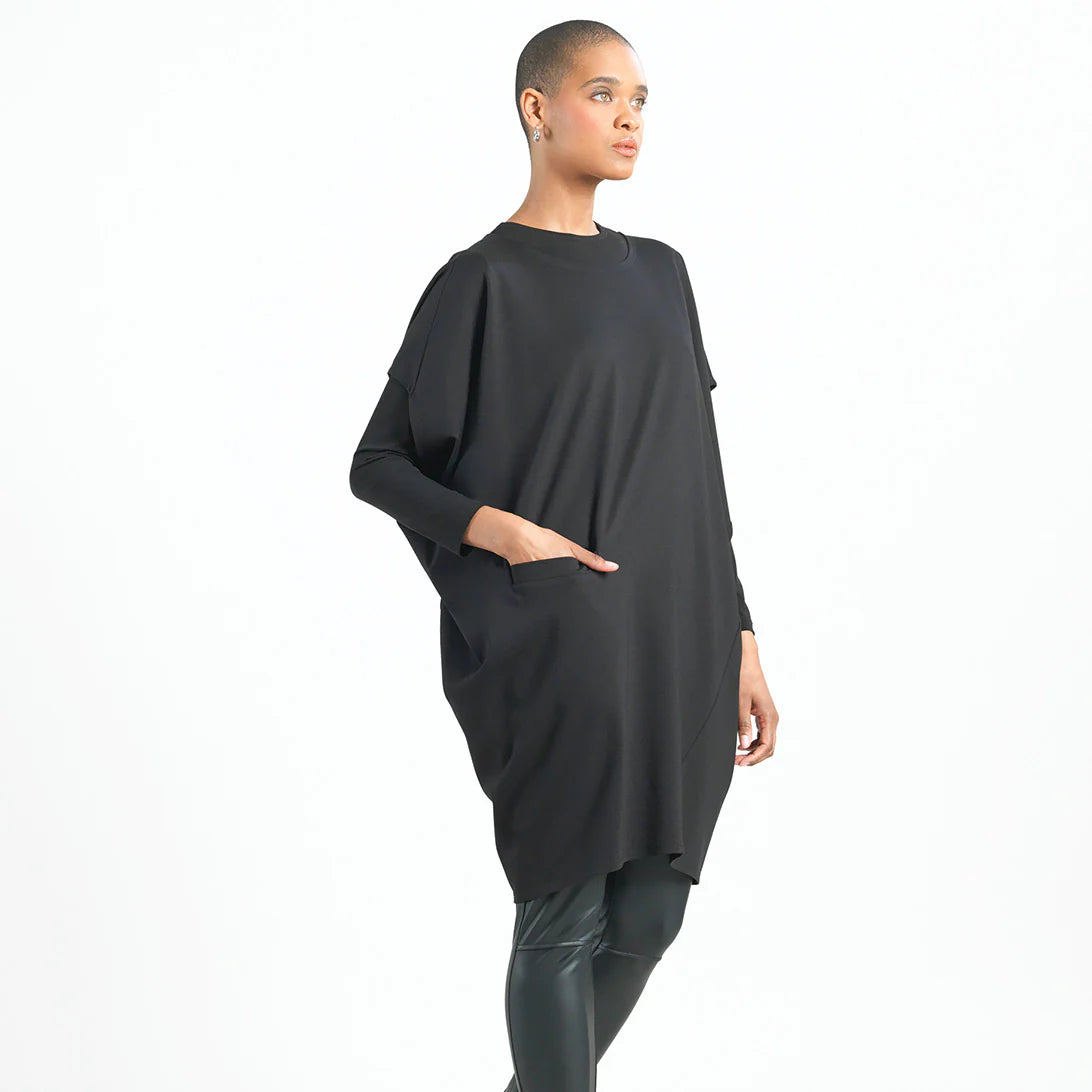 Knit Architectural Tunic in Black by Clara Sun Woo
