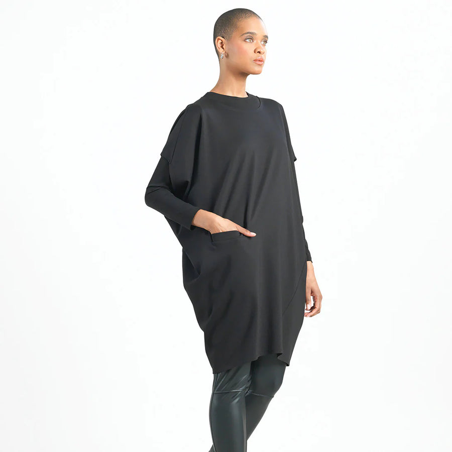 Knit Architectural Tunic in Black by Clara Sun Woo