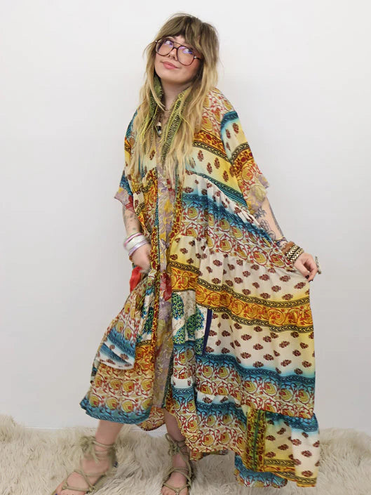 Rasgulla Sari Twilight Maxi Dress #257 by Kantha Bae