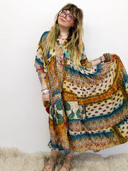 Rasgulla Sari Twilight Maxi Dress #257 by Kantha Bae