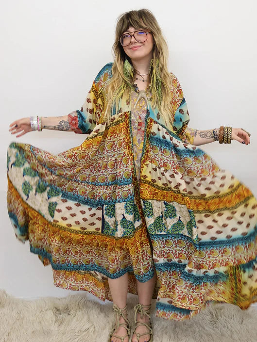 Rasgulla Sari Twilight Maxi Dress #257 by Kantha Bae