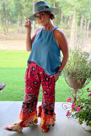 Kantha Sunrise Ruffle Pant "Sunset" by Jaded Gypsy