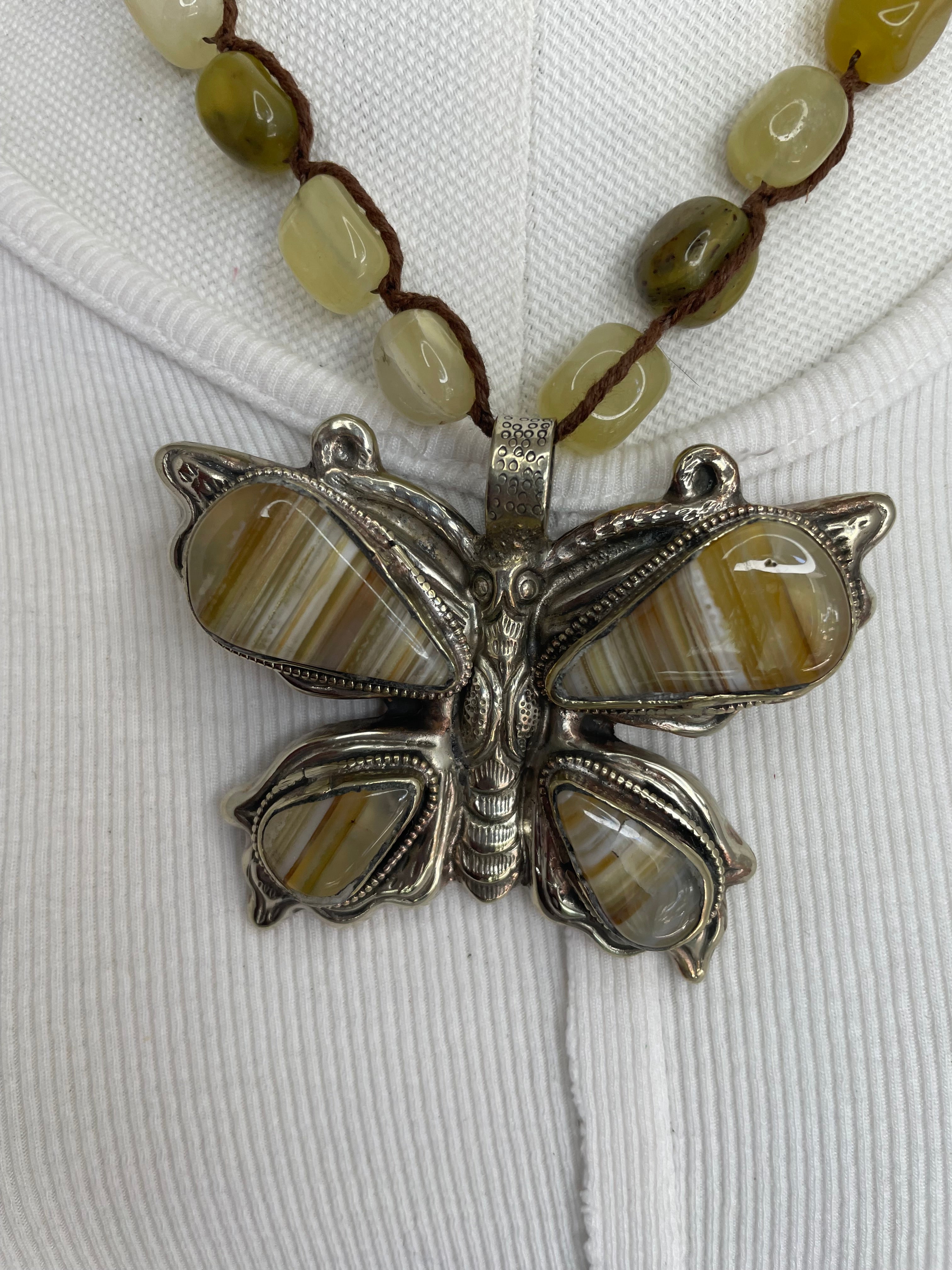 Yellow Agate Butterfly Short Necklace Robin Boutique