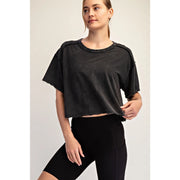 Mineral Washed Cropped Short Sleeve Tee by Rae Mode