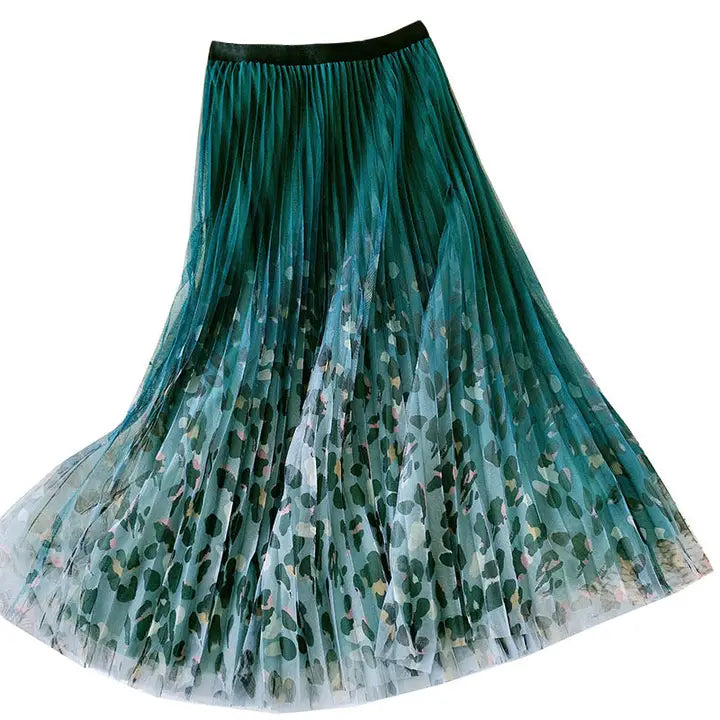 Fairy Pleated Mesh Skirt with Leopard Print by EllyNDale