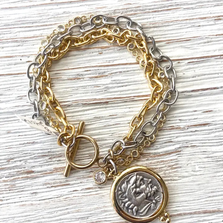 Greek Coin Layered Bracelet