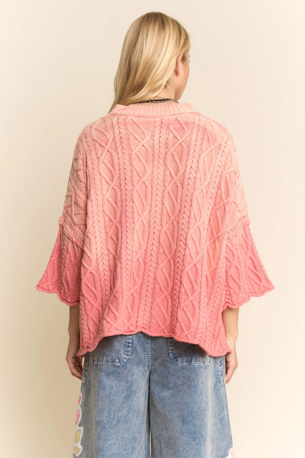 Ombre Oversized Cable Sweater by Davi & Dani