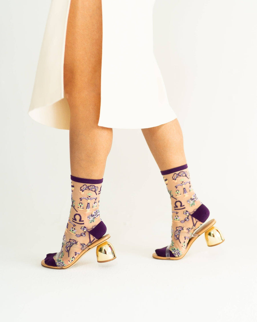 Libra Zodiac Sheer Crew Sock