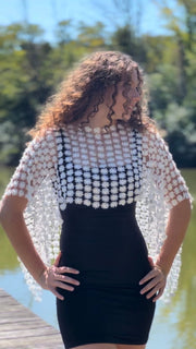 Lace Poncho with All Over Pearls by EllyNDale