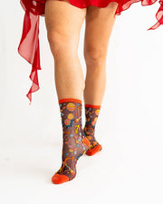 Sagittarius Zodiac Shimmer Sheer Crew Sock