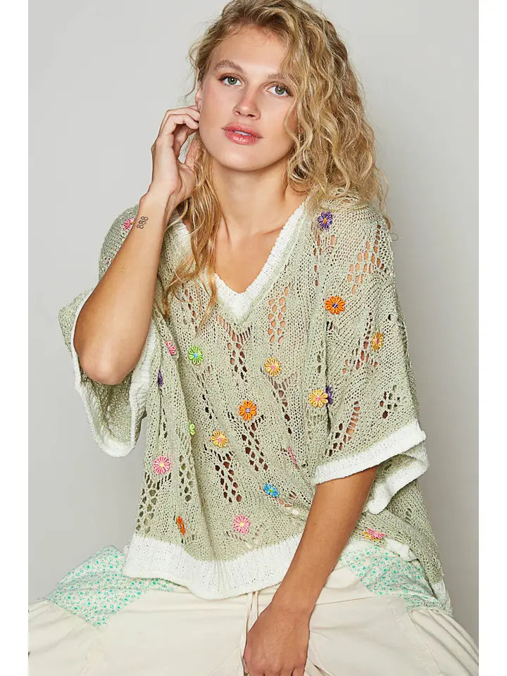 Floral Edge Sweater