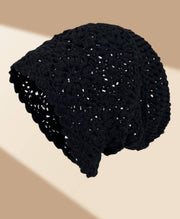 Additional view of Hand-Crocheted Vintage Slouchy Beanie with Floral Design from Robin Boutique.