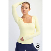RECYCLED BUTTER SQUARE NECK LONG SLEEVE TOP T9953-C Robin Boutique