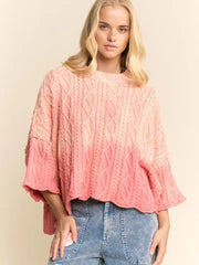 Ombre Oversized Cable Sweater by Davi & Dani