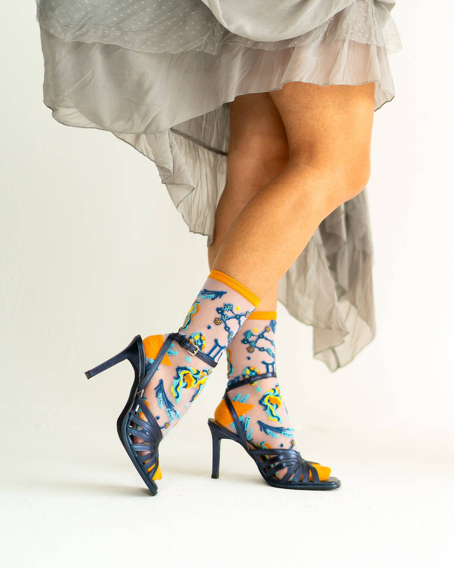 Gemini Zodiac Shimmer Sheer Crew Sock